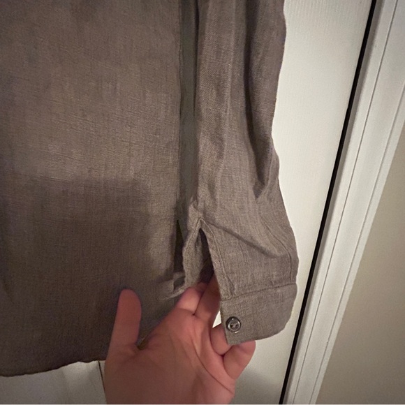 Eileen Fisher Mocha Brown Linen Button-Up Shirt - Picture 2 of 7